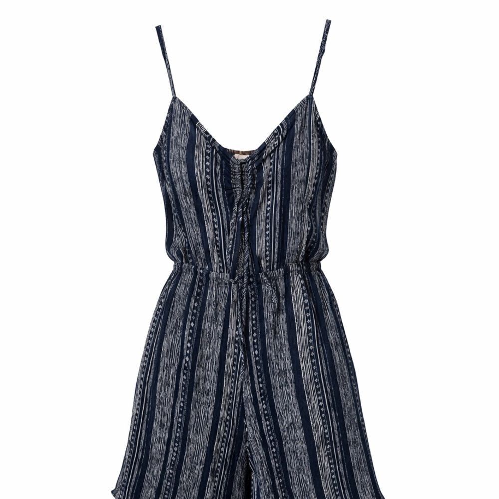 Hem & Thread Jumpsuit Blue Striped Boho Strappy SZ S